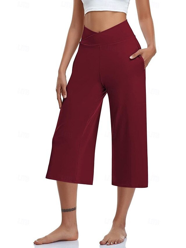Casual Loose Plain Natural Calf-Length Capri Pants - Image 2