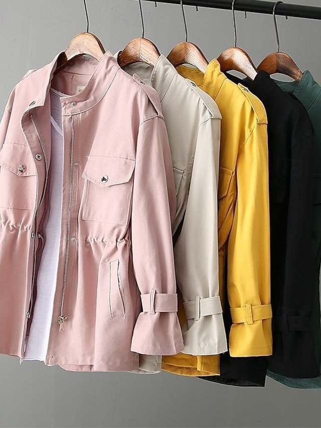 Casual Loose Plain Turndown Long Sleeve Jacket - Image 1