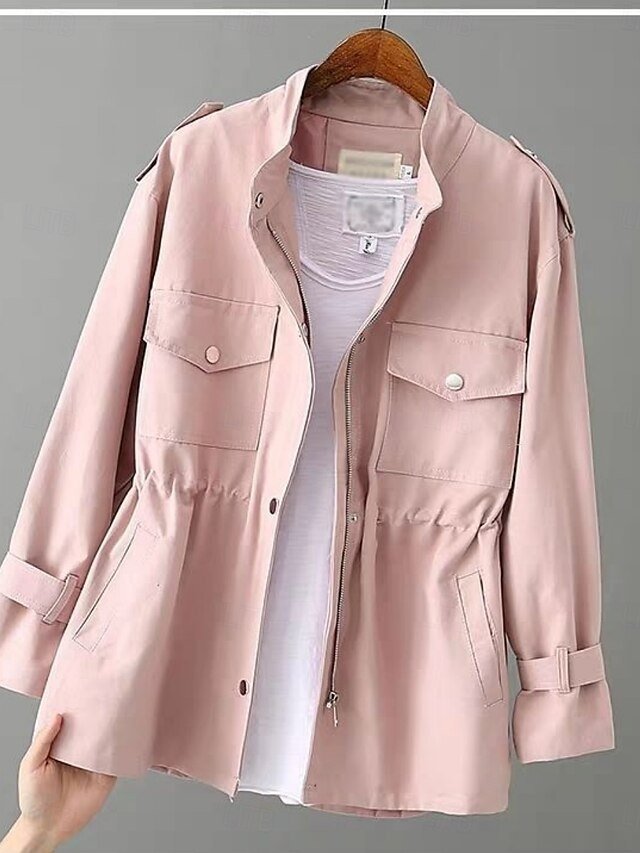 Casual Loose Plain Turndown Long Sleeve Jacket - Image 2