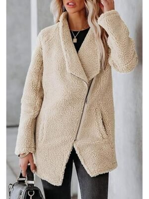 Casual Loose Plain Turndown Long Sleeve Outerwear - Image 3