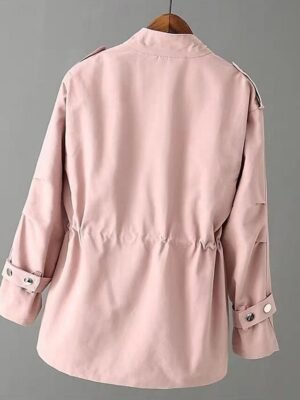 Casual Loose Plain Turndown Long Sleeve Jacket - Image 3