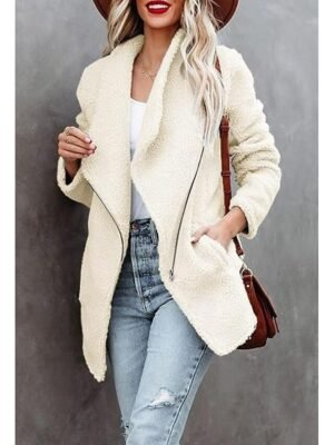 Casual Loose Plain Turndown Long Sleeve Outerwear - Image 8