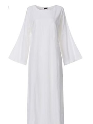 Casual Loose Pure Colour Crew Neck Long Sleeve Maxi Dress - Image 2