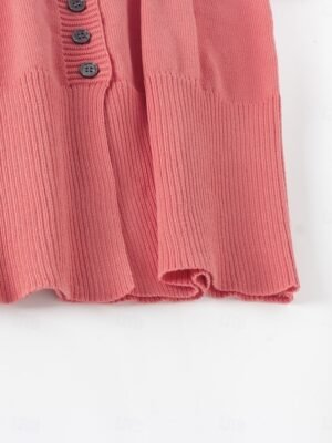 Casual Loose Pure Colour Stand Collar Long Sleeve Regular Cardigan - Image 4