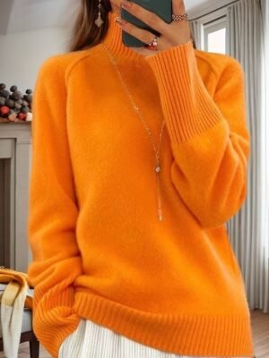 Casual Loose Pure Turtleneck Long Sleeve Pullover Sweater - Image 1