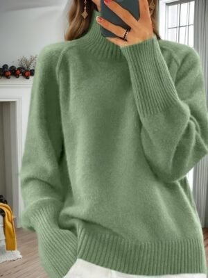Casual Loose Pure Turtleneck Long Sleeve Pullover Sweater - Image 13