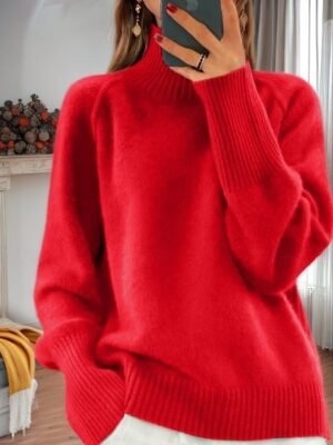 Casual Loose Pure Turtleneck Long Sleeve Pullover Sweater - Image 15