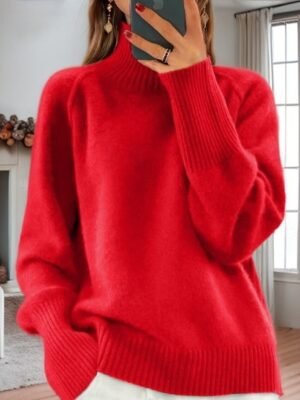 Casual Loose Pure Turtleneck Long Sleeve Pullover Sweater - Image 16