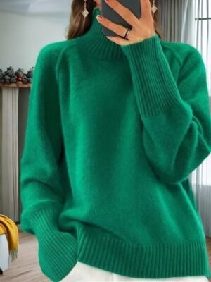 Casual Loose Pure Turtleneck Long Sleeve Pullover Sweater - Image 17