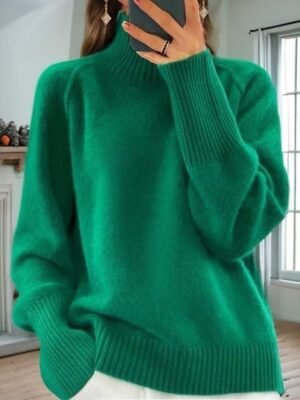 Casual Loose Pure Turtleneck Long Sleeve Pullover Sweater - Image 18