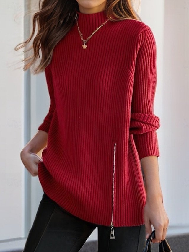 Casual Loose Pure Turtleneck Long Sleeve Long Knitted Sweater - Image 2