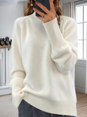 Casual Loose Pure Turtleneck Long Sleeve Pullover Sweater - Image 8
