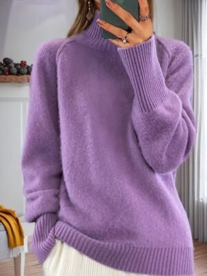 Casual Loose Pure Turtleneck Long Sleeve Pullover Sweater - Image 9