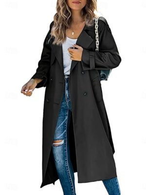 Casual Loose Solid Button Long Sleeve Jacket - Image 4