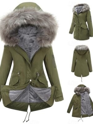 Casual Loose Solid Colour Hoodie Long Sleeve Winter Coat - Image 1