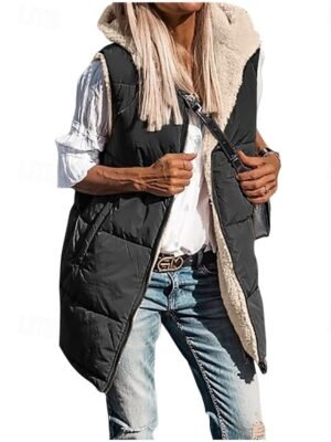 Casual Loose Solid Lapel Sleeveless Short Jacket - Image 5