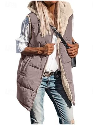 Casual Loose Solid Lapel Sleeveless Short Jacket - Image 6