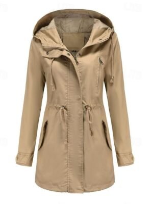 Casual Loose Solid Zip Hoodie Long Sleeve Winter Coat - Image 7