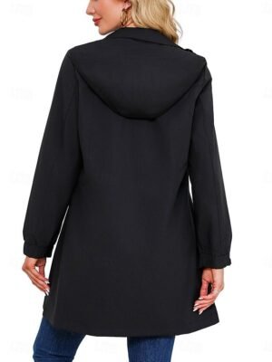 Casual Loose Solid Zipper Long Sleeve Jacket - Image 3
