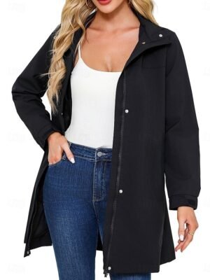 Casual Loose Solid Zipper Long Sleeve Jacket - Image 4