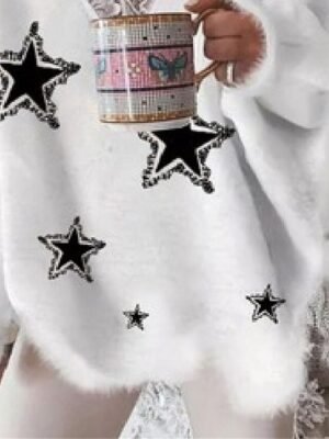 Casual Loose Star V Neck Long Sleeve Knit Jumper - Image 3