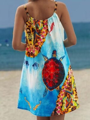 Casual Loose Tropical Tank Sleeveless Mini Dress - Image 4