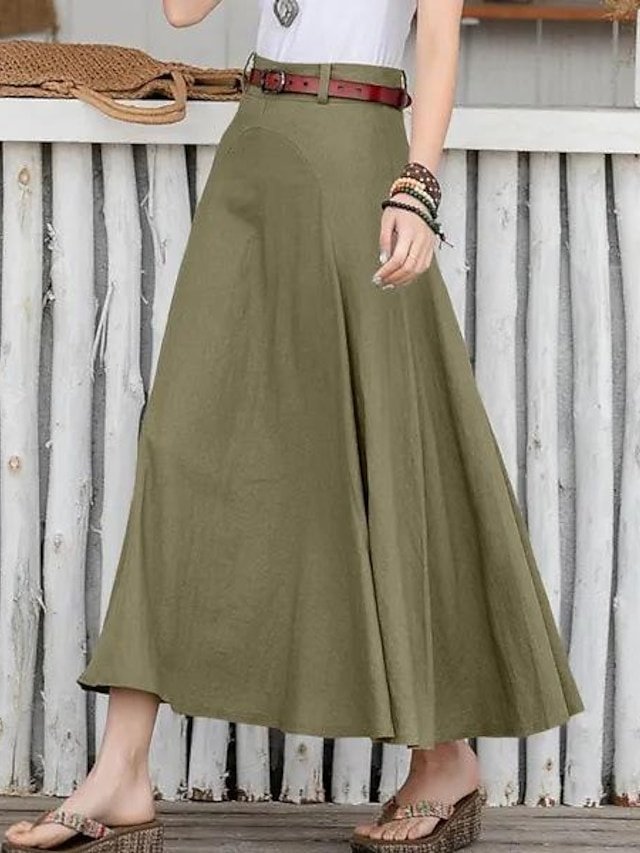 Casual Maxi Solid Colour Long Skirt - Image 2