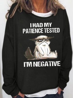 Casual Oversized Cat Print Round Neck Long Sleeve Sweatshirt - Image 9