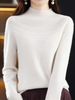 Casual Oversized Solid Crew Neck Long Sleeve Regular Jumper - Image 4