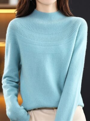 Casual Oversized Solid Crew Neck Long Sleeve Regular Jumper - Image 7