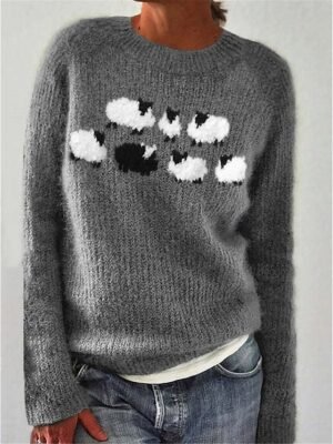 Casual Regular Animal Crew Neck Long Sleeve Knitted Jumper - Image 3