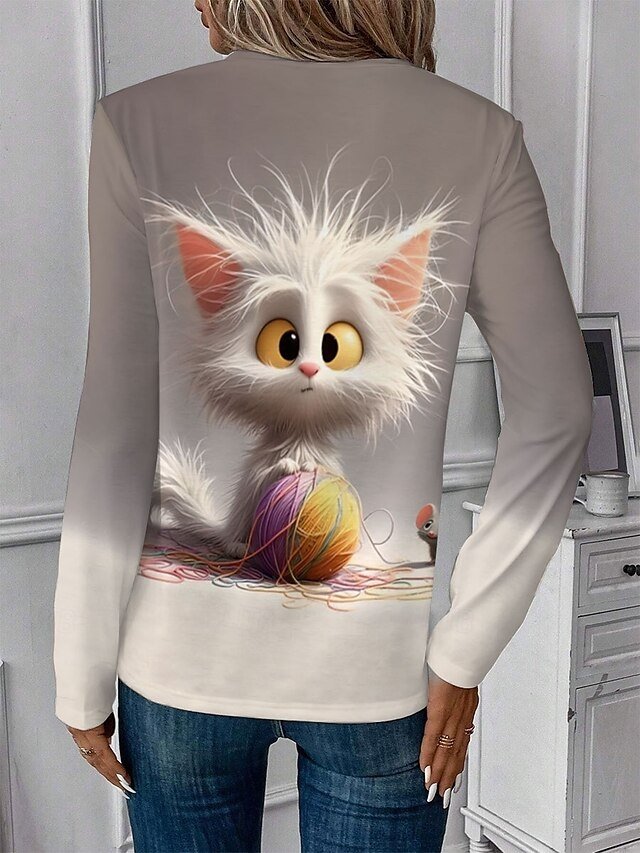 Casual Regular Animal Print Crew Neck Long Sleeve Top - Image 2