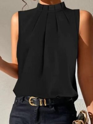 Casual Regular Basic Turtleneck Sleeveless Tank Top - Image 2