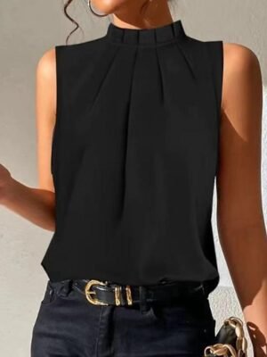 Casual Regular Basic Turtleneck Sleeveless Tank Top - Image 3