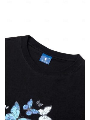 Casual Regular Butterfly Print Round Neck Short Sleeve Summer T-Shirt - Image 19