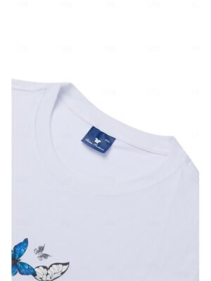 Casual Regular Butterfly Print Round Neck Short Sleeve Summer T-Shirt - Image 6
