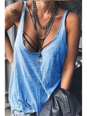 Casual Regular Classic U Neck Sleeveless Summer Tank Top - Image 2