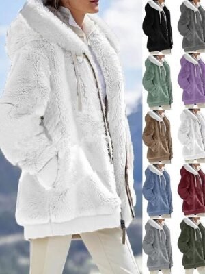 Casual Regular Color Block Cowl Neck Long Sleeve Hoodie - Image 1