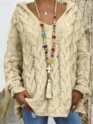 Casual Regular Color Block Hooded Long Sleeve Sweater - Image 3