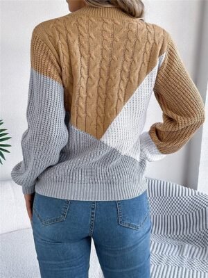 Casual Regular Colour Block Crew Neck Long Sleeve Knitted Jumper - Image 17