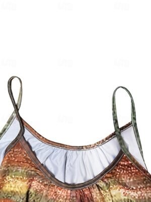 Casual Regular Fit Colour Block V Neck Sleeveless Short Romper - Image 3