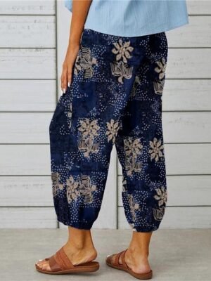 Casual Regular Fit Floral Ankle-Length Graphic Trousers - Image 14