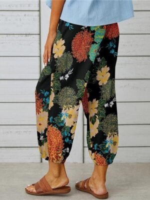 Casual Regular Fit Floral Ankle-Length Graphic Trousers - Image 4