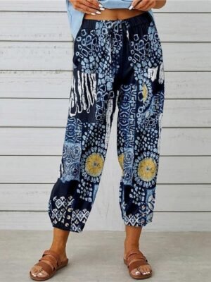 Casual Regular Fit Floral Ankle-Length Graphic Trousers - Image 8