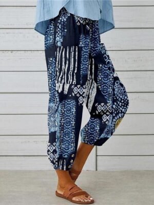 Casual Regular Fit Floral Ankle-Length Graphic Trousers - Image 9