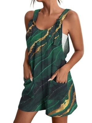 Casual Regular Fit Floral Crew Neck Sleeveless Overall Jumpsuit - Image 15