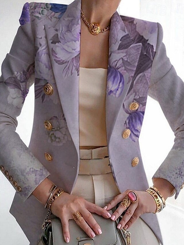 Casual Regular Fit Floral Turndown Long Sleeve Blazer - Image 1
