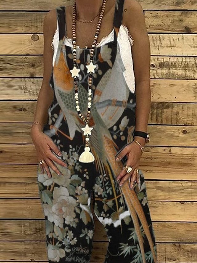 Casual Regular Fit Floral U Neck Sleeveless Jumpsuit - Image 2