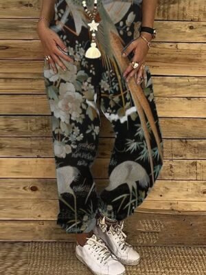 Casual Regular Fit Floral U Neck Sleeveless Jumpsuit - Image 3