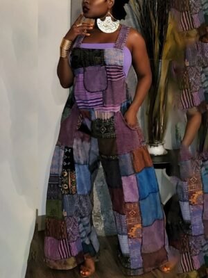 Casual Regular Fit Floral U Neck Sleeveless Summer Jumpsuit - Image 4